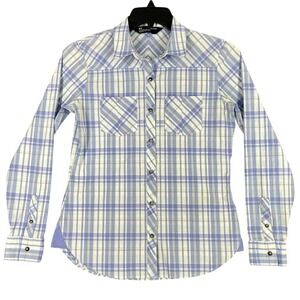 UNDER ARMOUR SHIRT‎ WOMENS S BLUE PLAID BLOUSE LOOSE FIT COLLAR BUSINESS CASUAL
